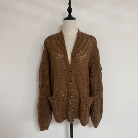 NWOT! Loewe Anagram Open-knit Mohair-blend Cardigan - Picture 5 of 14